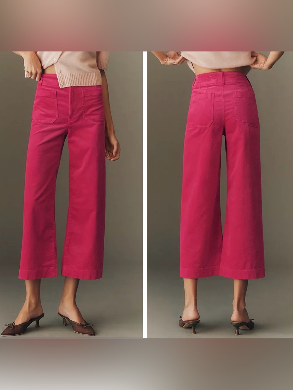 Anthropologie Maeve The Colette Corduroy Crop Wide-Leg Pants, Size 24